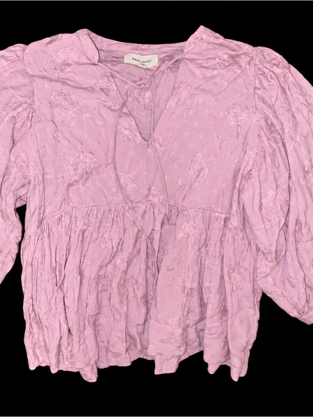 DEAR JOHN Soft Blush Tie-Front Peplum Blouse - Women